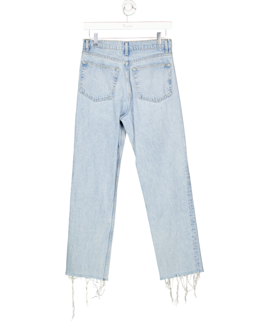 Reformation Blue High Waist Straight Leg Raw Hem Jeans W27