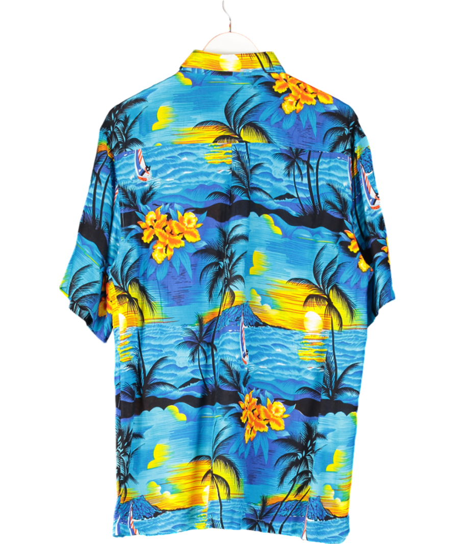 pidoza Blue Short Sleeve Hawaiian Shirt UK XL