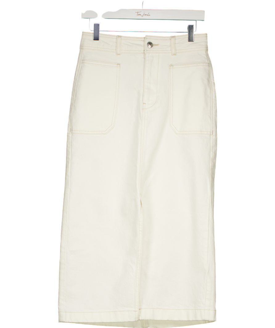 M&S Cream Denim Midi Skirt UK 8