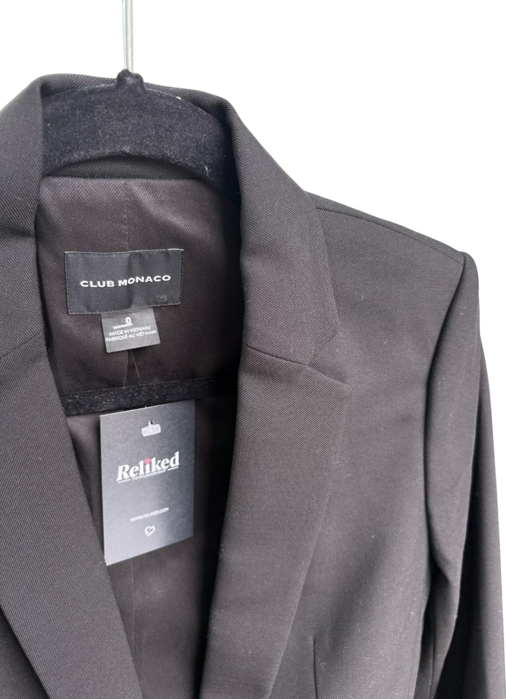 Club Monaco Black Single Breasted Wool Blend Blazer UK XS