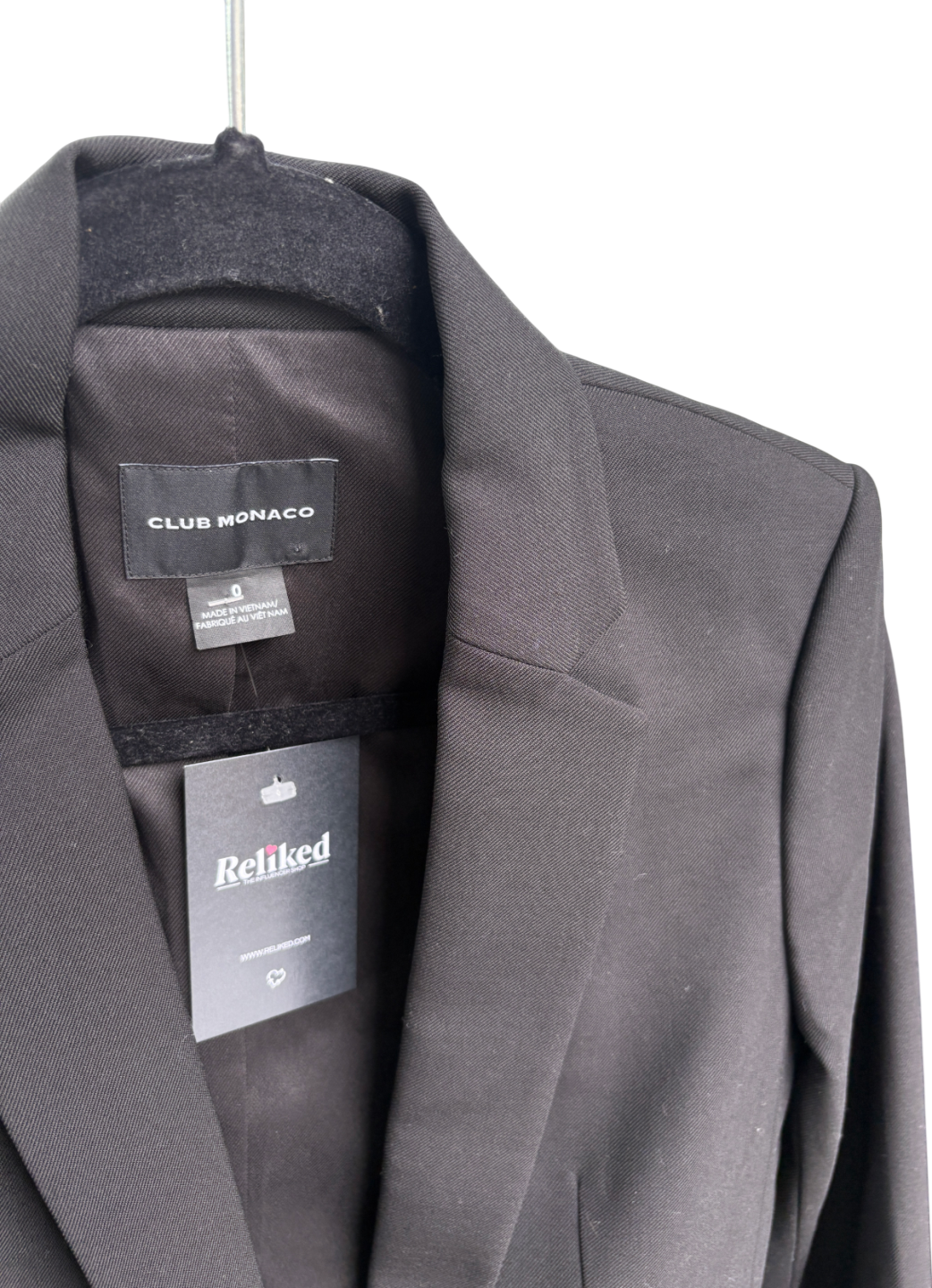 Club Monaco Black Single Breasted Wool Blend Blazer UK XS