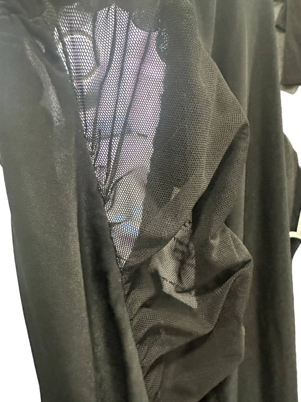 PrettyLittleThing Black Ruched Mesh Insert Trousers UK 28