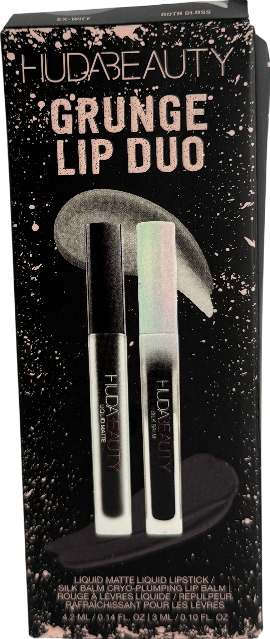 Huda Beauty Liquid Matte And Silk Balm Duo Ex Wife + Goth Gloss 4.2ml and 3ml