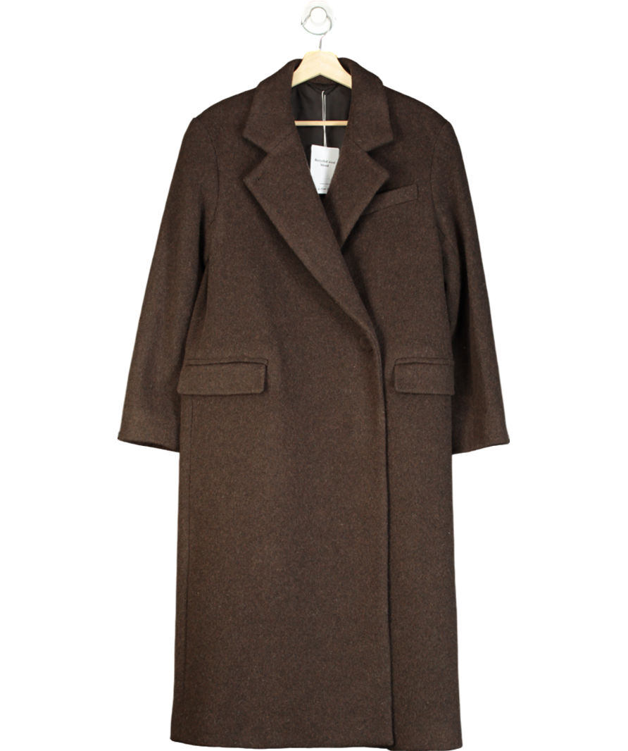 & Other Stories Brown Wool Blend Oversized Midi Length Coat UK XS