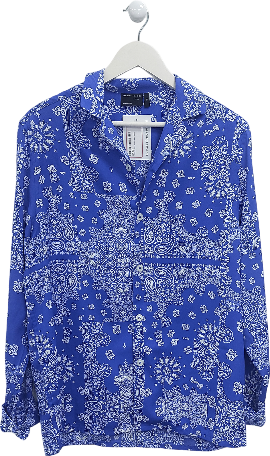 ASOS Blue Paisley Print Shirt UK XS