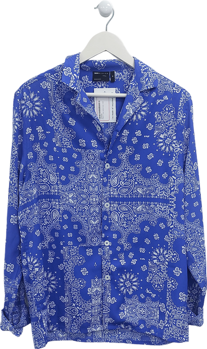 ASOS Blue Paisley Print Shirt UK XS