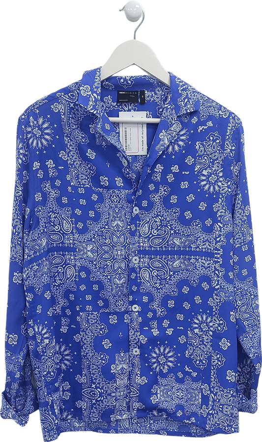 ASOS Blue Paisley Print Shirt UK XS