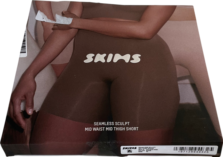 SKIMS Beige Seamless Sculpt Mid Waist Mid Thigh Short- Sand UK XL