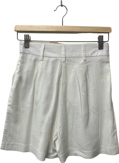 New Look White Linen Blend Tailored Shorts UK 8