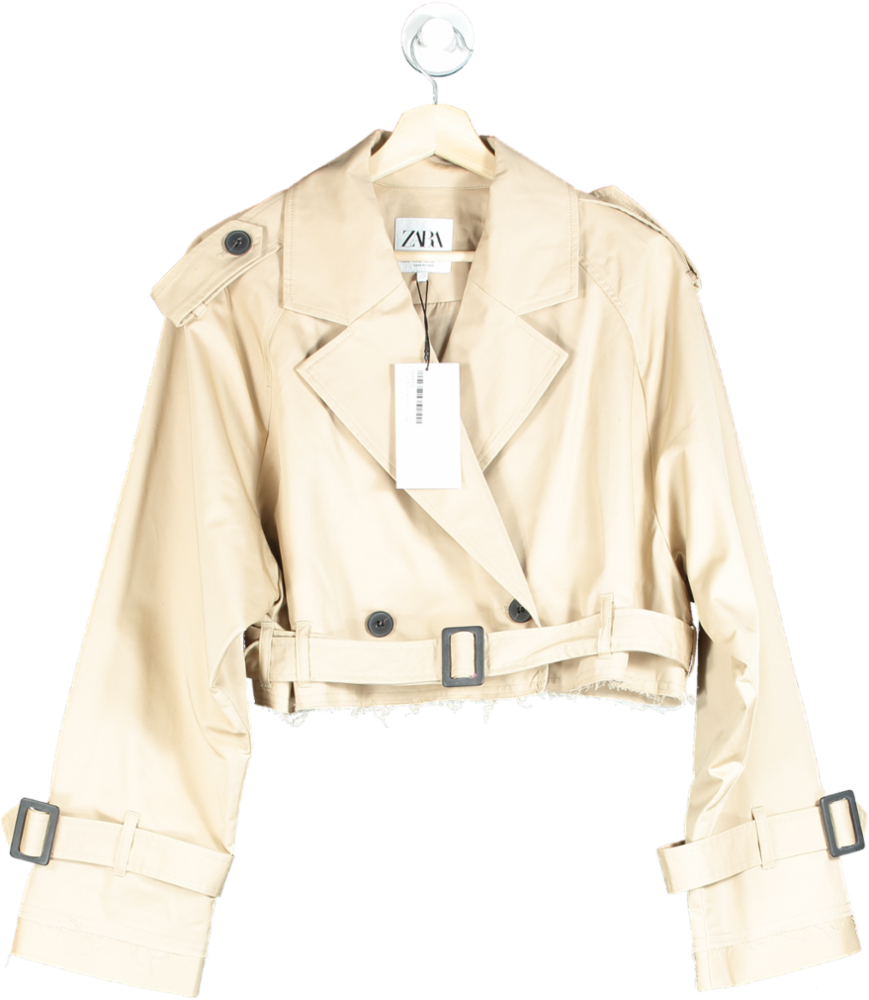 ZARA Beige Cropped Trench Coat UK M