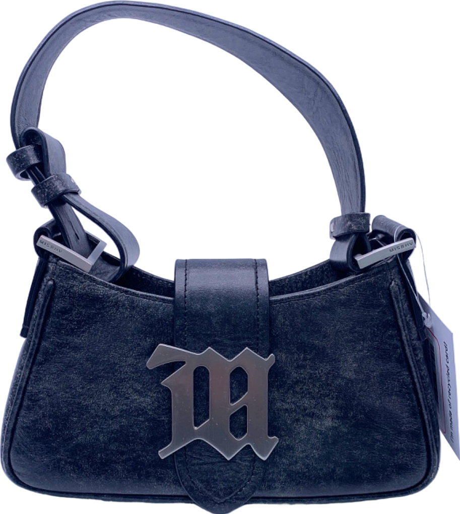 Misbhv Black Leather logo-plaque lshoulder bag