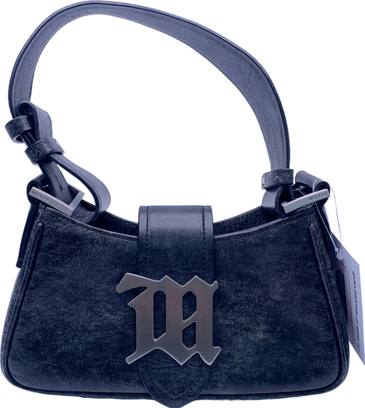 Misbhv Black Leather logo-plaque lshoulder bag