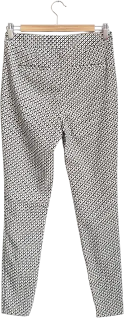 REISS White / Black Gio Jacquard Patterned Trousers UK 8