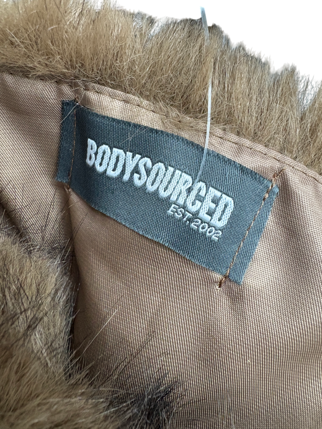 Bodysourced Brown Fur Mini Skirt UK S/M