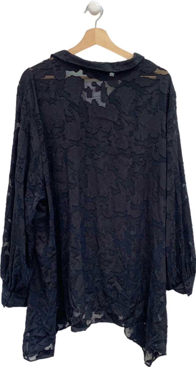 Live Unlimited Black Long Sleeve Floral Sheer Blouse UK 26