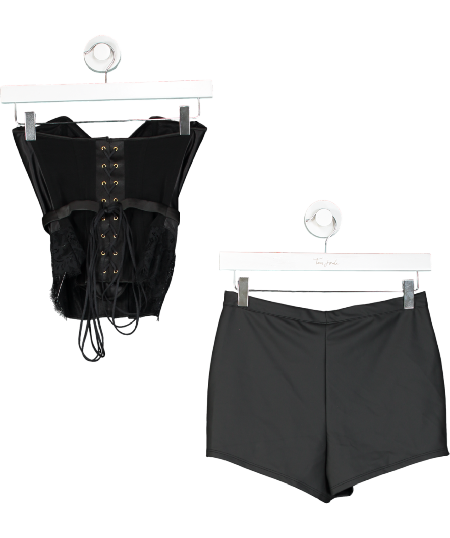 Ann Summers Black Everlasting Corset Top And Leather Shorts UK S
