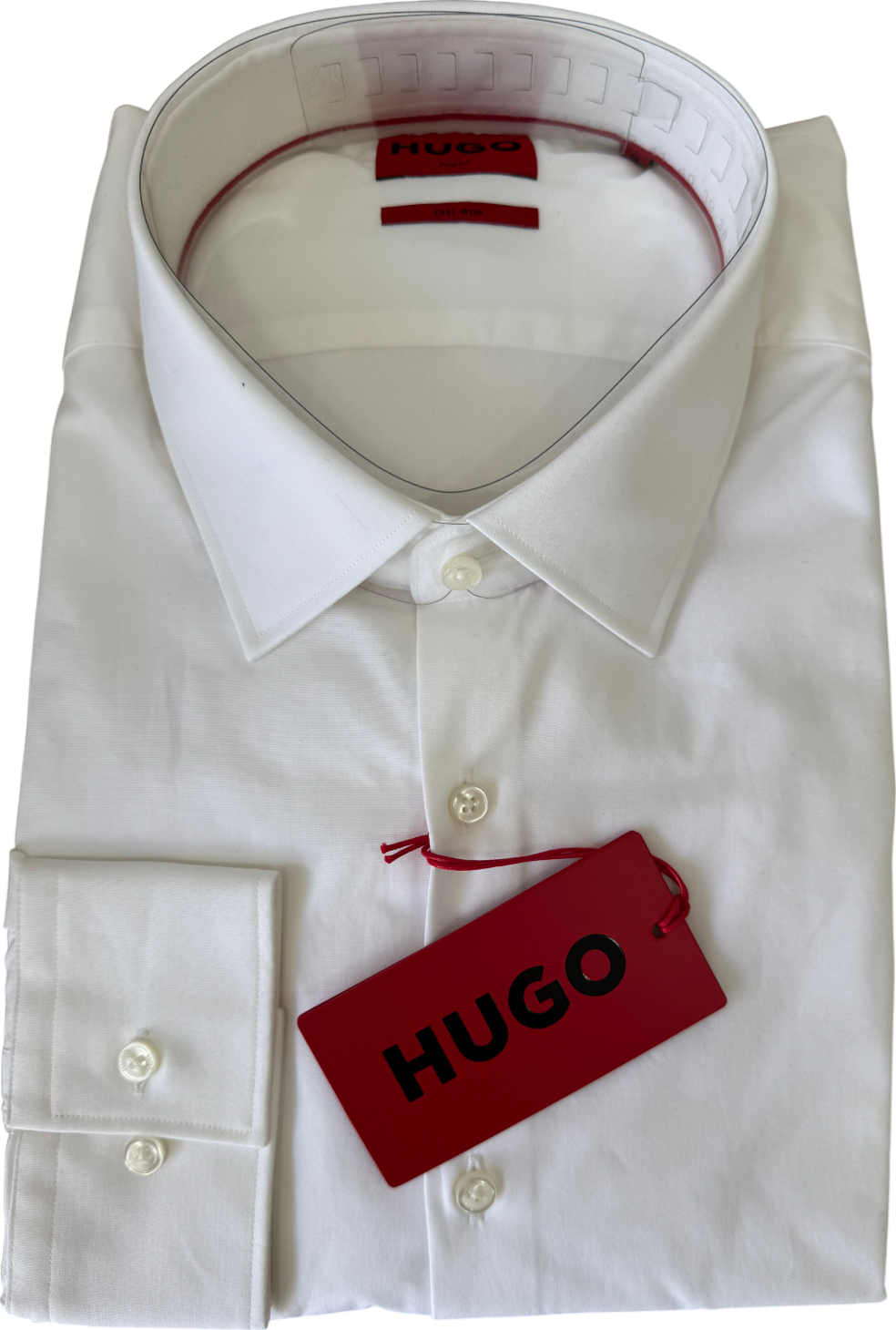 HUGO BOSS White Slim-fit Easy Iron Shirt Chest 43"/Neck 17" UK XL