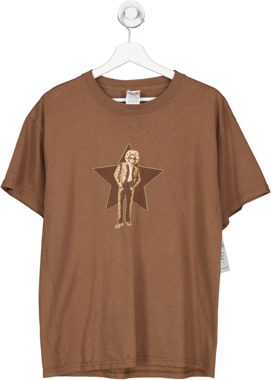 Brown Vintage Style Elton John Image T Shirt UK M