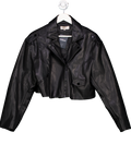 House of CB Black Cropped Vegan Leather Biker Jacket UK L