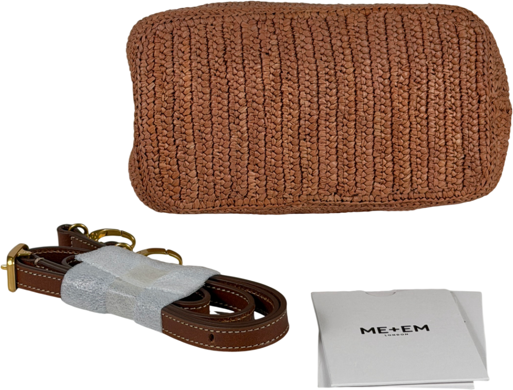 ME + EM Dusty Pink Mini Day Bag Raffia + Leather