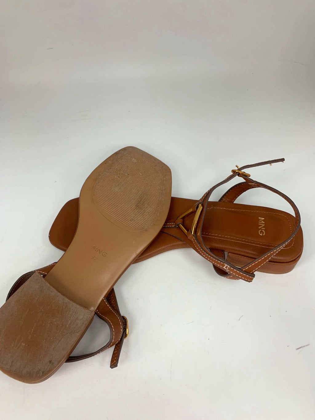Mango Brown Leather Sandals UK 5