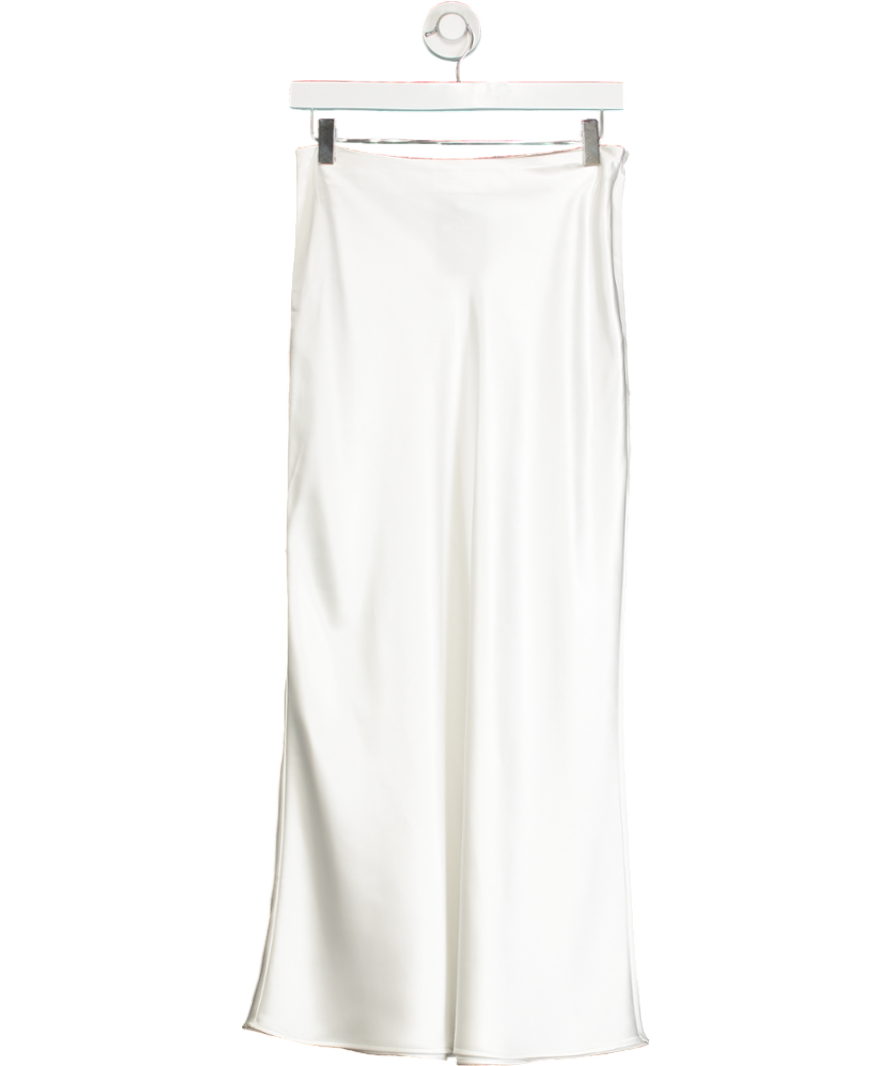 NA-KD White Satin Midi Skirt UK 6