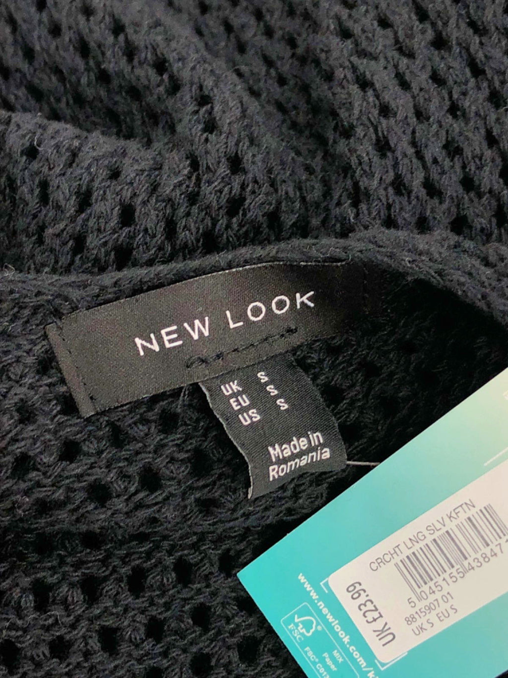 New Look Black Knit Long Sleeve Dress UK S