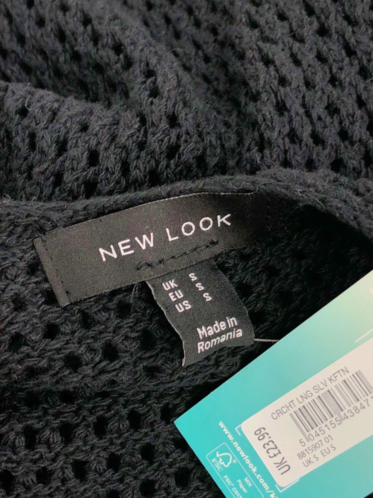 New Look Black Knit Long Sleeve Dress UK S