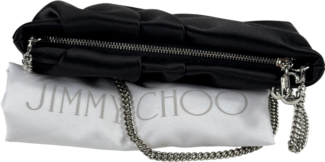 JIMMY CHOO Black Bonny Satin Clutch  / Shoulder Bag