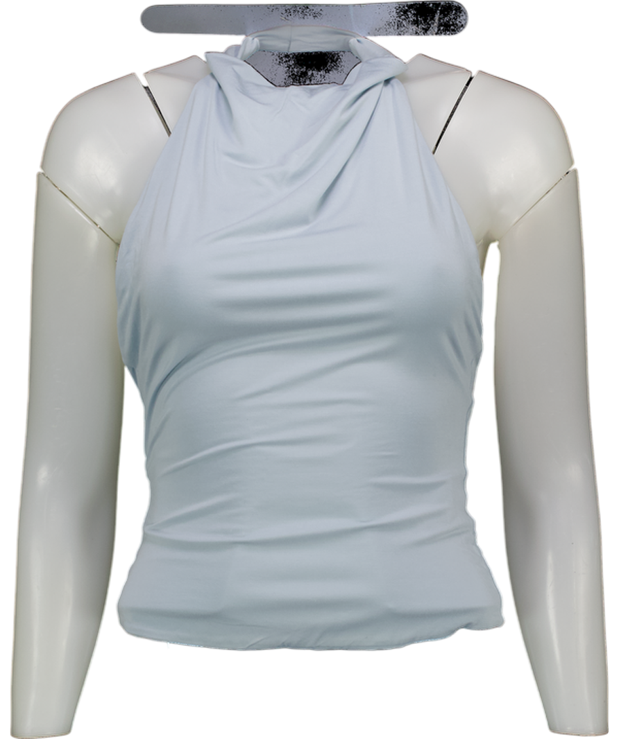 kookai Blue Cowl- Halter Neck Backless Top UK 6