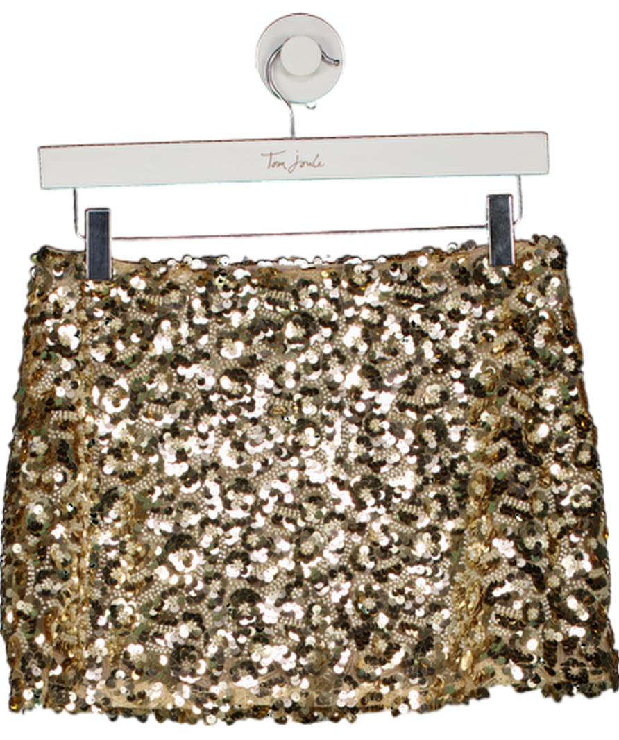 White Fox Metallic Stepping Out In Style Sequin Mini Skirt UK S
