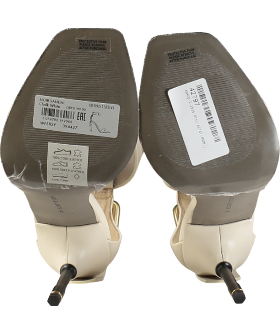 All Saints White Noir Leather High Metal Heel Sandals UK 8 EU 41 👠