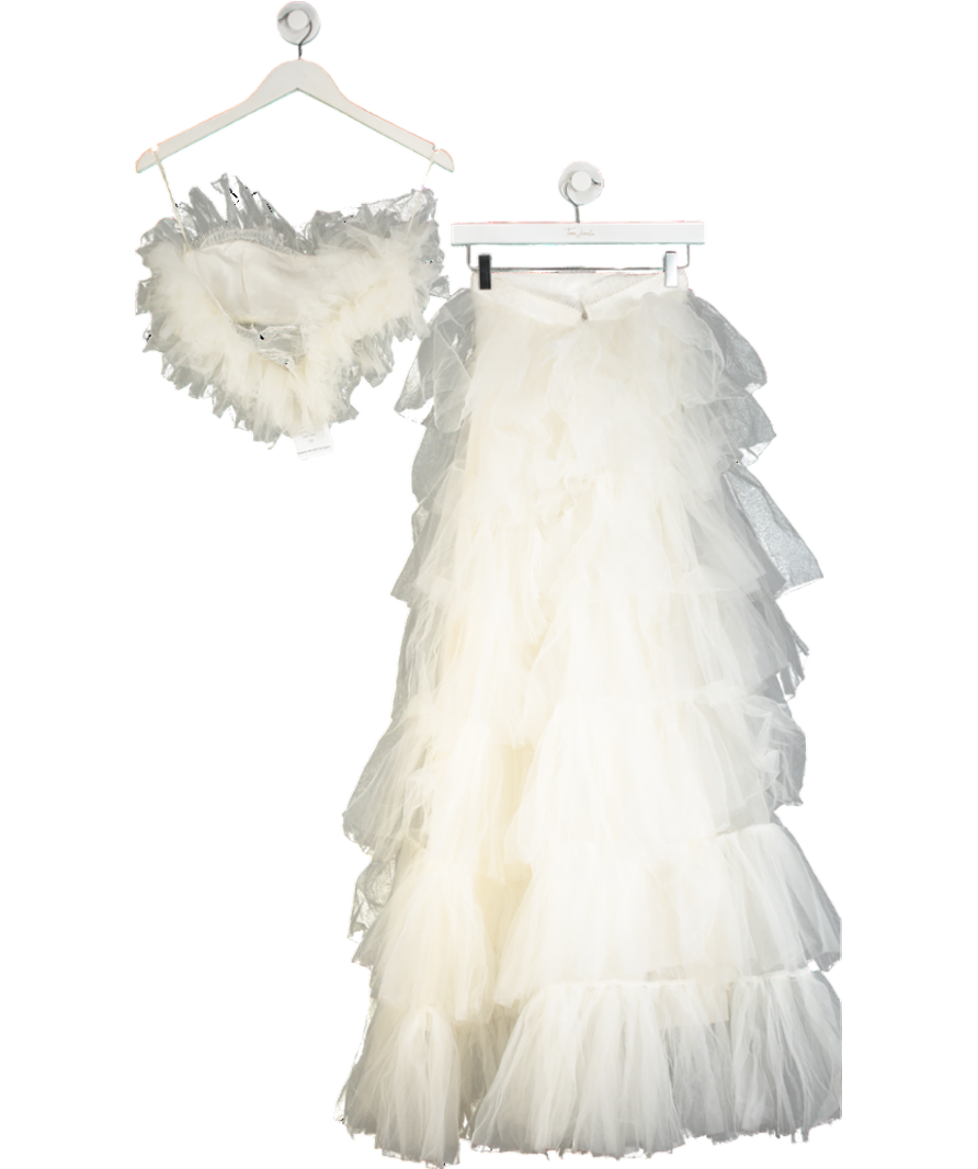Millia London White Jasmine Strapless Bralette And Skirt UK XS