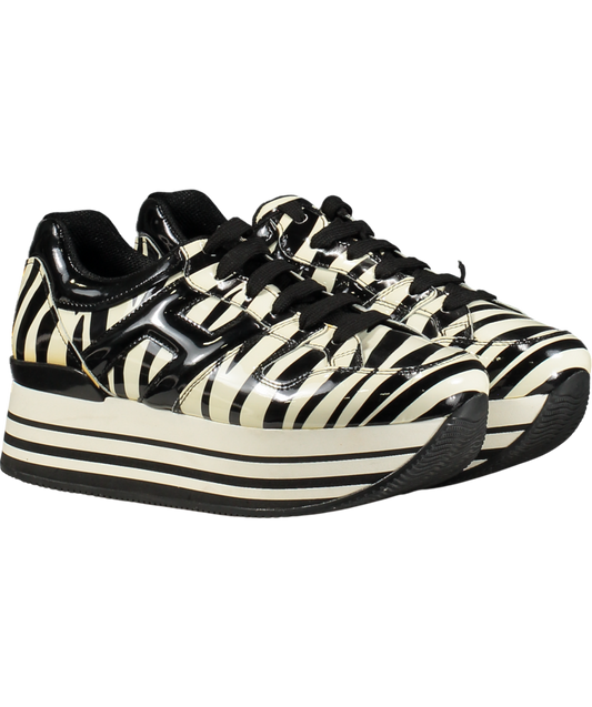 HOGAN Black & White Zebra Patent platform Trainers UK 5 EU 38 👠