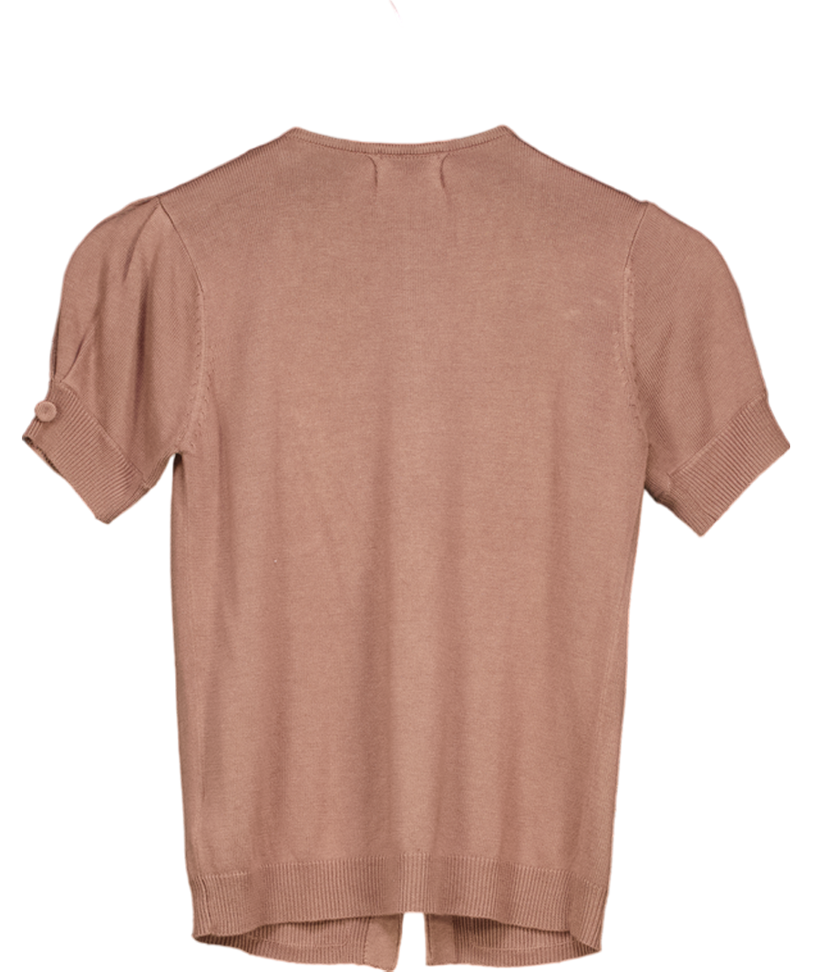 Chloé Brown Open Front Button-detail Short Sleeve Cardigan UK 12