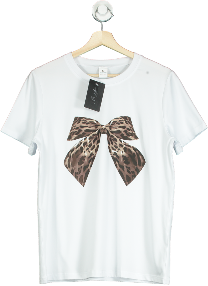 White Leopard Bow T-Shirt UK XXL
