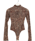 NBD Brown Mira Sheer Bodysuit UK XS