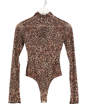 NBD Brown Mira Sheer Bodysuit UK XS