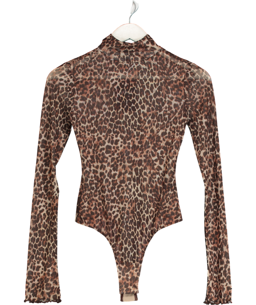 NBD Brown Mira Sheer Bodysuit UK XS