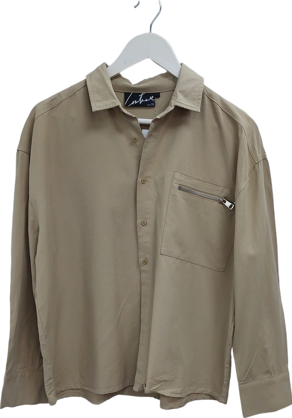 The Couture Club Beige Zip Pocket Detail Shirt UK 6