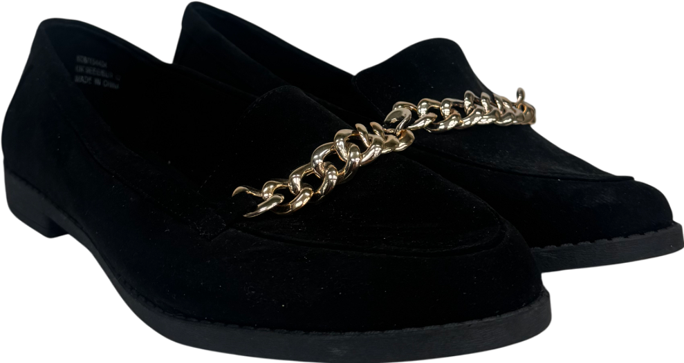 Yours Black Faux Fur Suede Buckle Loafers UK 9 EU 42 👠