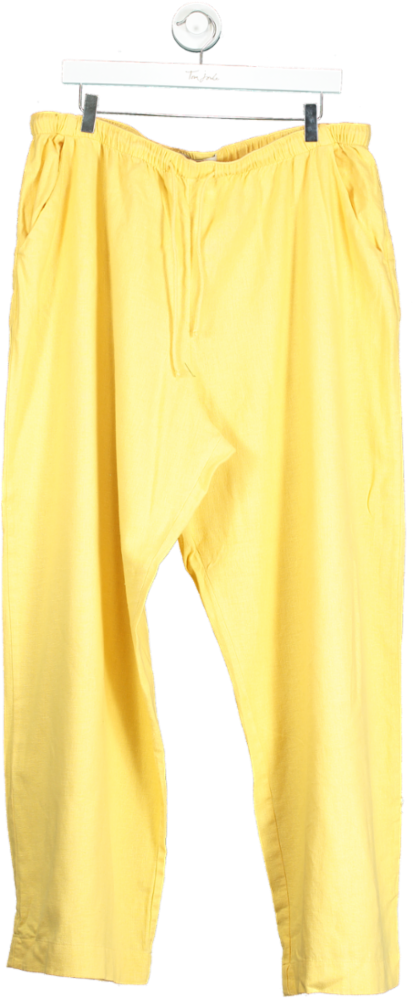Abercrombie & Fitch Yellow Linen-Cotton Relaxed Fit Trousers UK XL