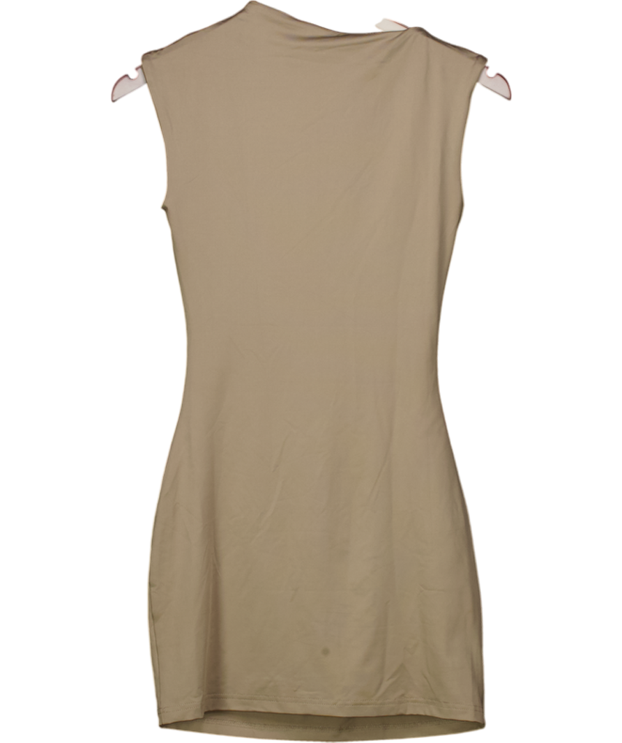 4th & Reckless Beige Senya Ruched Stretch-woven Mini Dress UK 6