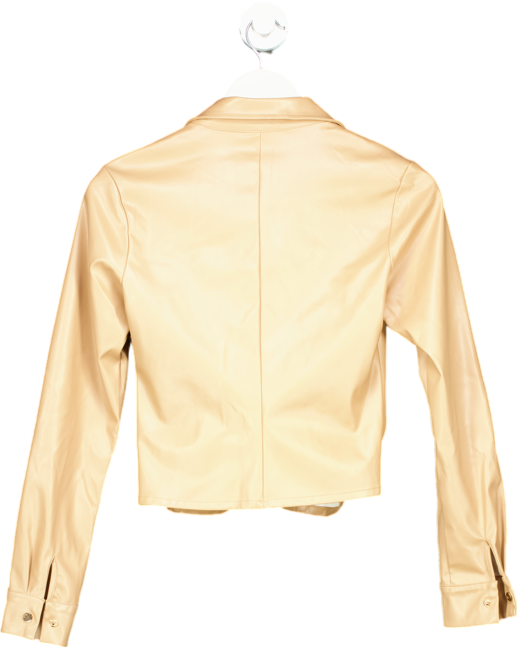 PrettyLittleThing Beige Faux Leather Shirt UK 6