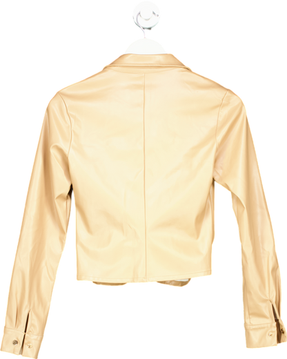 PrettyLittleThing Beige Faux Leather Shirt UK 6