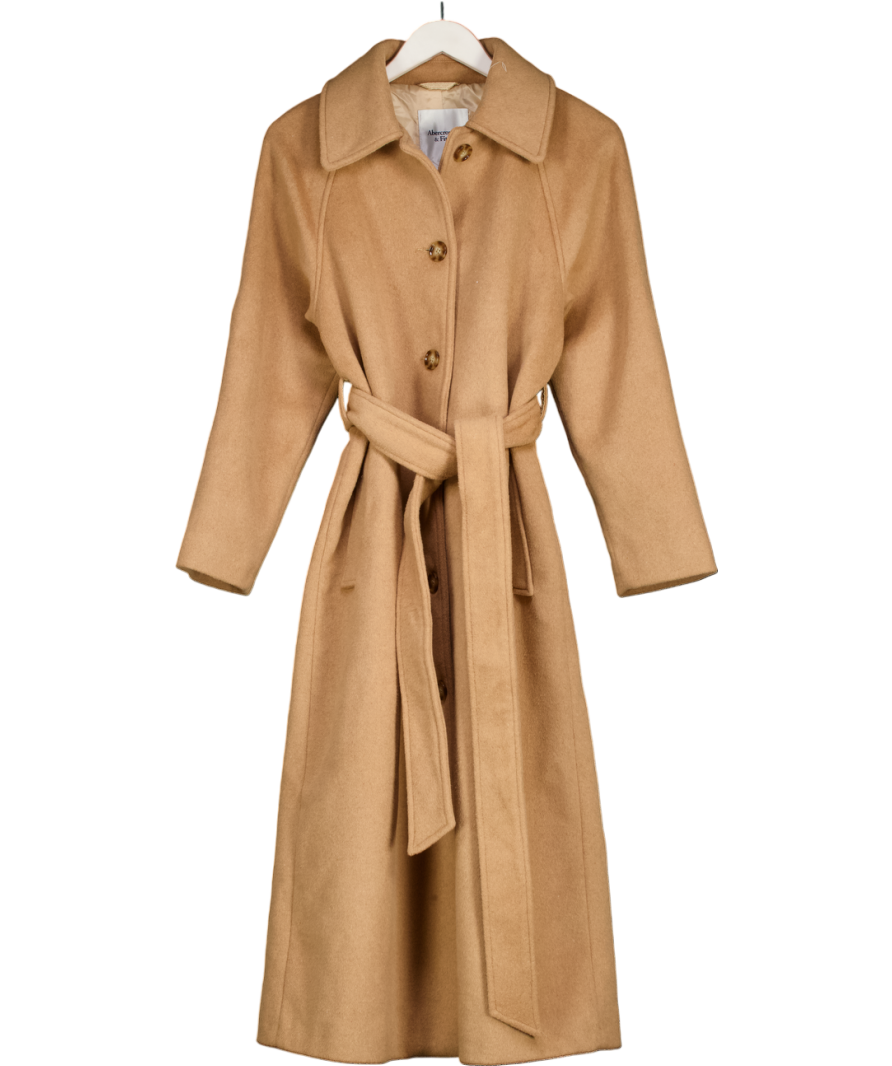 Abercrombie & Fitch Beige Wool-blend Belted Coat UK S