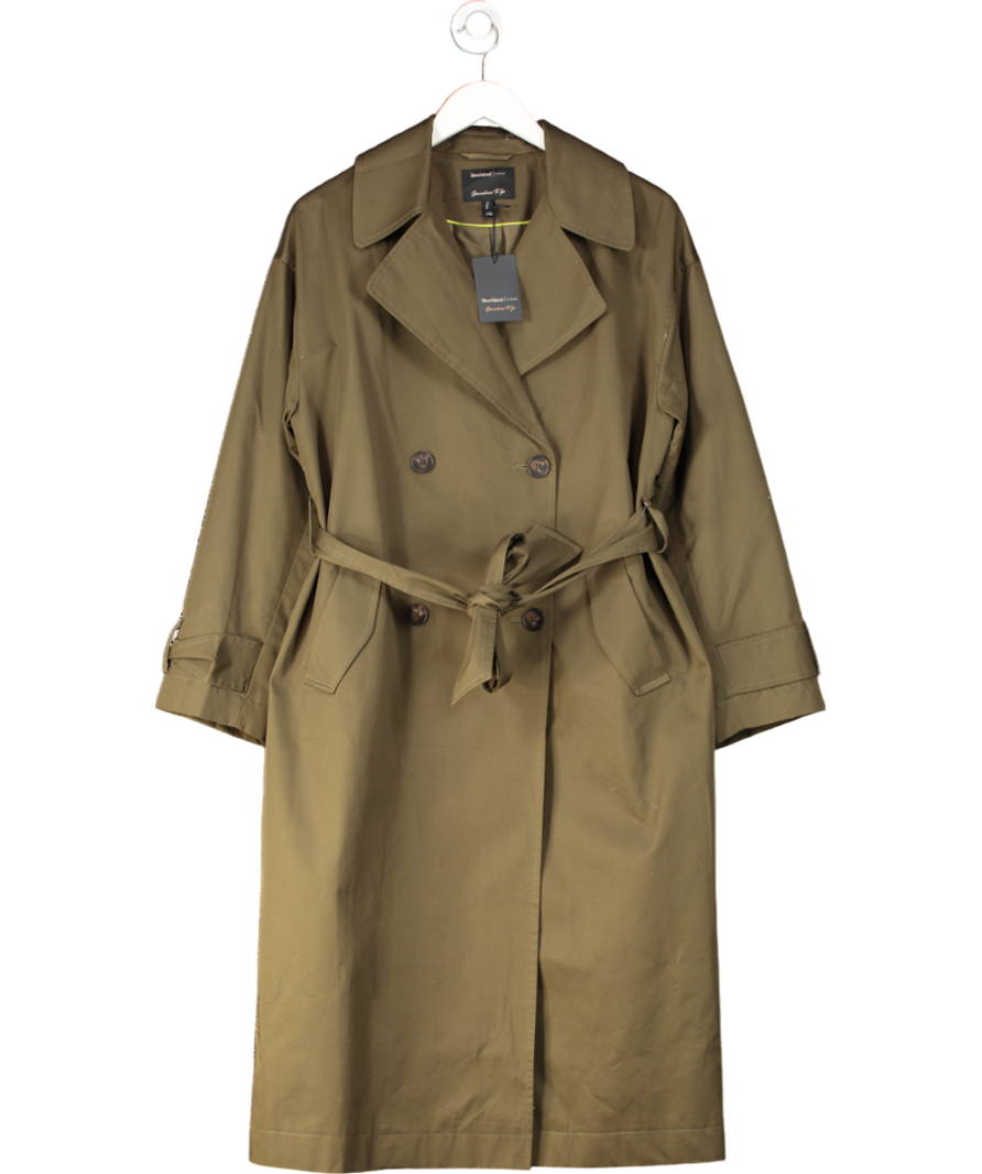 River Island Green Khaki Relaxed Wrap Trench Coat UK S