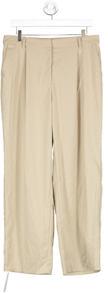 NA-KD Beige X Claire Rose Straight Leg Trousers UK XL