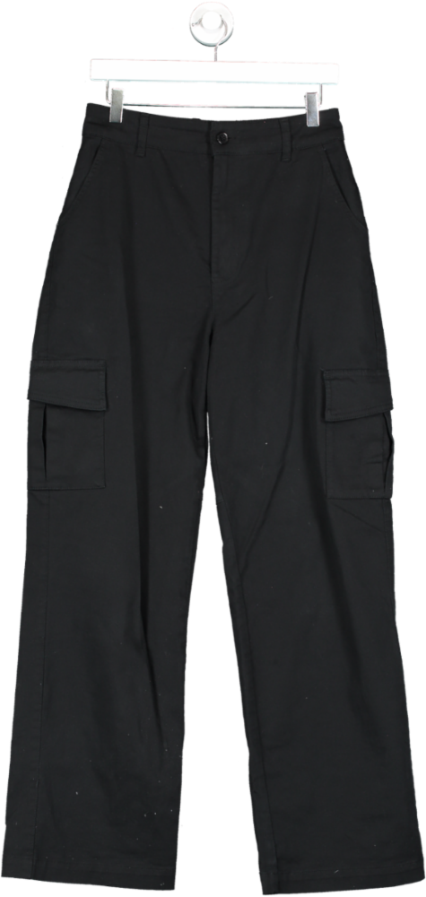 A-DSGN Black Cargo Trousers UK S