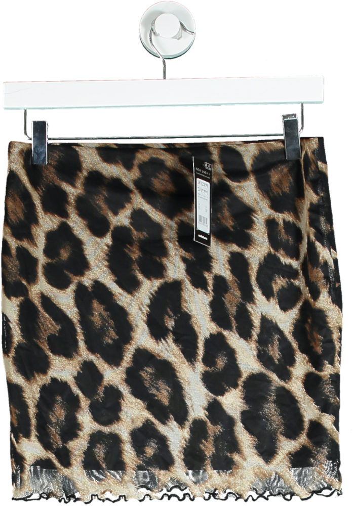 New Look Leopard Print Animal Mesh Mini Skirt UK 10